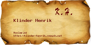 Klinder Henrik névjegykártya